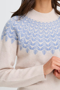 Sky Blue Print Sweater - Fransa