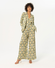 Load image into Gallery viewer, 323- Printed Satin Blazer- Green Mix- Surkana