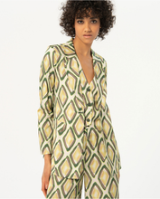 Load image into Gallery viewer, 323- Printed Satin Blazer- Green Mix- Surkana