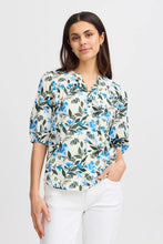 Load image into Gallery viewer, 3742- Floral Print Linen Blouse - Fransa
