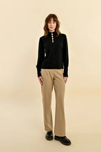 Load image into Gallery viewer, 1619 -  Viscose Sweater with Button Detail- Black - Molly Bracken