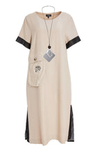 Load image into Gallery viewer, Black&amp;Stone Round Neck Dress With Print Pocket And Mesh Cuff - Ora