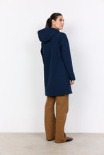 Load image into Gallery viewer, Long Length Navy Jacket with Brown Accents - Soya Concept