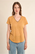 Load image into Gallery viewer, Mango Yellow Knitted T shirt with Gold Detail - Molly Bracken