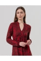 Load image into Gallery viewer, Black &amp; Red Long V Neck  Print Dress - Surkana