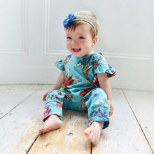 Load image into Gallery viewer, Teal Exotic Flower Short Sleeve Babygro - Powell Craft