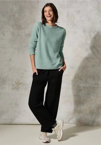 303033- Glaced Green Featheryarn Roundneck Jumper - Cecil