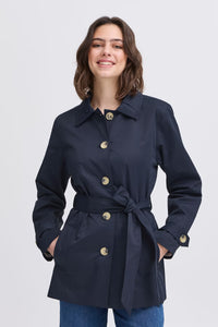 5658 - Trina Belted Trench Coat- Navy- Fransa