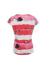 Load image into Gallery viewer, Poppy Red Floral Stripe T-Shirt- Soquesto