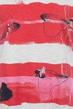 Load image into Gallery viewer, Poppy Red Floral Stripe T-Shirt- Soquesto