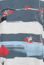 Load image into Gallery viewer, Navy Blue Floral Stripe T-Shirt- Soquesto