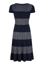 Load image into Gallery viewer, Navy &amp; Cream Panel Dress - Tia