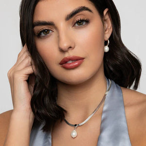 T375NCB - Alia Silver Faux Pearl Necklace - Knight & Day