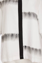 Load image into Gallery viewer, Black&amp;Off-white Blurred Stripe Round Neck Top With Contrast Front Trim - Ora