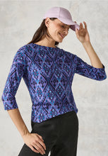 Load image into Gallery viewer, 322275- Button Detail Print Top- Purple - Cecil