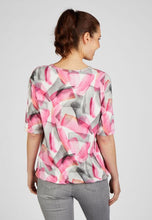 Load image into Gallery viewer, 213351- Pink &amp; Grey Abstract Print top w/ elasticated waist- Rabe