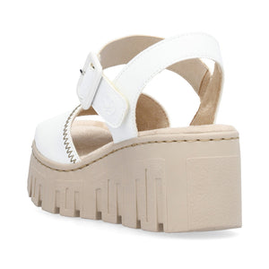 68057- White Platform Wedge Sandal- Rieker