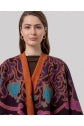 Load image into Gallery viewer, Orange &amp; Purple Print Open Knit Poncho- Surkana (Copy)