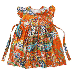 GD110- Orange Paisley Dress - Powell Craft