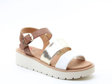 Load image into Gallery viewer, Fleur - Tan/Gold/White Sandal - Heavenly Feet