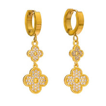 Load image into Gallery viewer, Clover Double Drop Earrings- Knight &amp; Day