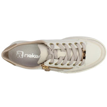 Load image into Gallery viewer, White and Gold Lace-Up Trainer - Rieker