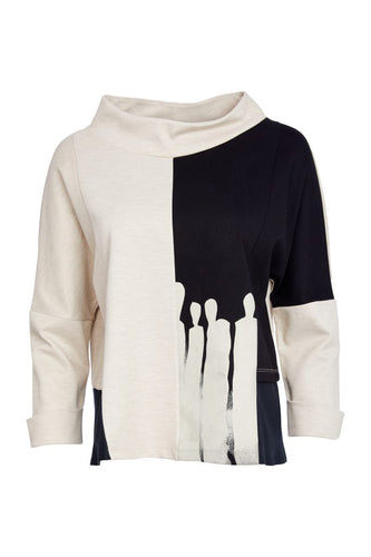 Two Tone Funnel Neck Top - Naya