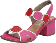 Load image into Gallery viewer, 64691- Block Heeled Strap design Sandal- Fuscia - Rieker