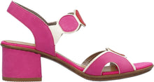 Load image into Gallery viewer, 64691- Block Heeled Strap design Sandal- Fuscia - Rieker