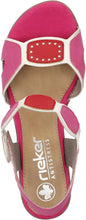 Load image into Gallery viewer, 64691- Block Heeled Strap design Sandal- Fuscia - Rieker