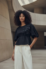 Load image into Gallery viewer, Black Blouse with Floral Detail  - Noen