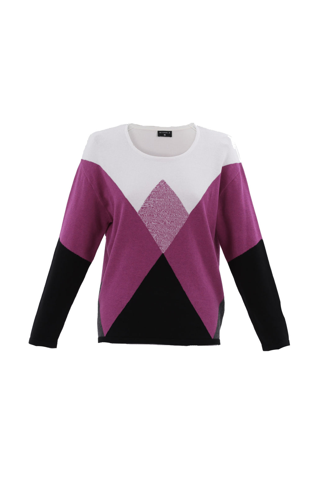 7605- Purple an d Black Print Pullover - Marble