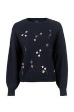 Load image into Gallery viewer, Navy Knit Jumper with Floral Detail - Soquesto