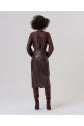 Load image into Gallery viewer, Chocolate Brown Pleather Pencil Skirt- Surkana