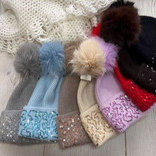 Load image into Gallery viewer, Diamanté Wooly Hat - Reevo