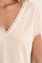 Load image into Gallery viewer, Offwhite Knitted T shirt with Lace Detail - Molly Bracken