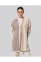 Load image into Gallery viewer, Beige Colour Block Knit Poncho- Surkana