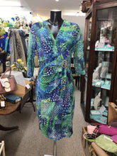 Load image into Gallery viewer, 618 - Green &amp; Blue Print Buckle Dress- Via Veneto