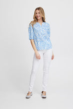 Load image into Gallery viewer, 3742- Cornflower Blue Linen Blouse - Fransa