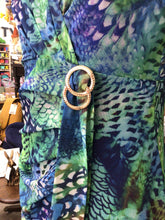 Load image into Gallery viewer, 618 - Green &amp; Blue Print Buckle Dress- Via Veneto