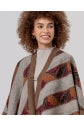 Load image into Gallery viewer, Beige Print Open Knit Poncho- Surkana