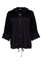 Load image into Gallery viewer, Drawstring Hem Zip Jacket With Contrast Front Section With Pocket- Naya