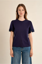Load image into Gallery viewer, Navy Knitted T-shirt  - Molly Bracken