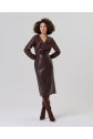 Load image into Gallery viewer, Chocolate Brown Pleather Pencil Skirt- Surkana