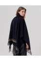 Load image into Gallery viewer, Black Knit Poncho with High Collar - Surkana