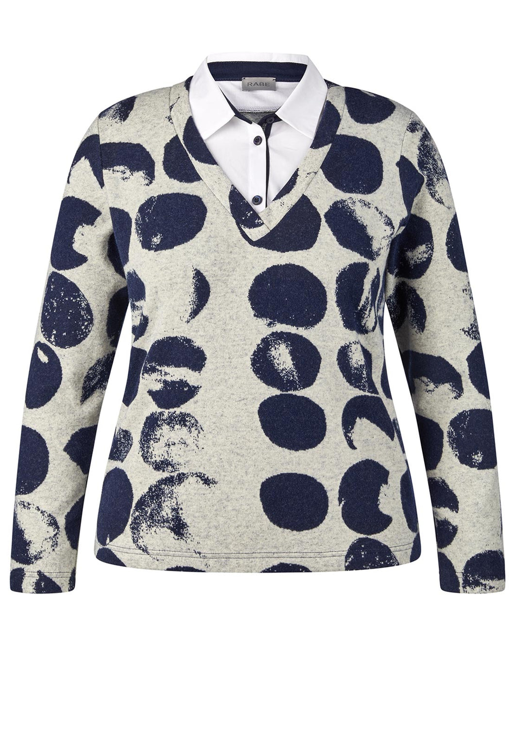 Spot Print Jumper with Shirt Underlay - Rabe