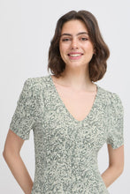 Load image into Gallery viewer, 0387- Agave Green and Cream Print Jersey Dress- Fransa