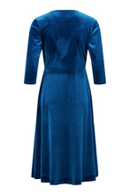 Load image into Gallery viewer, 78872- Teal Velvet Wrap Over Dress- Tia