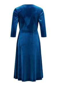 78872- Teal Velvet Wrap Over Dress- Tia