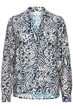 Load image into Gallery viewer, Art Lines Navy Print Blouse - Fransa
